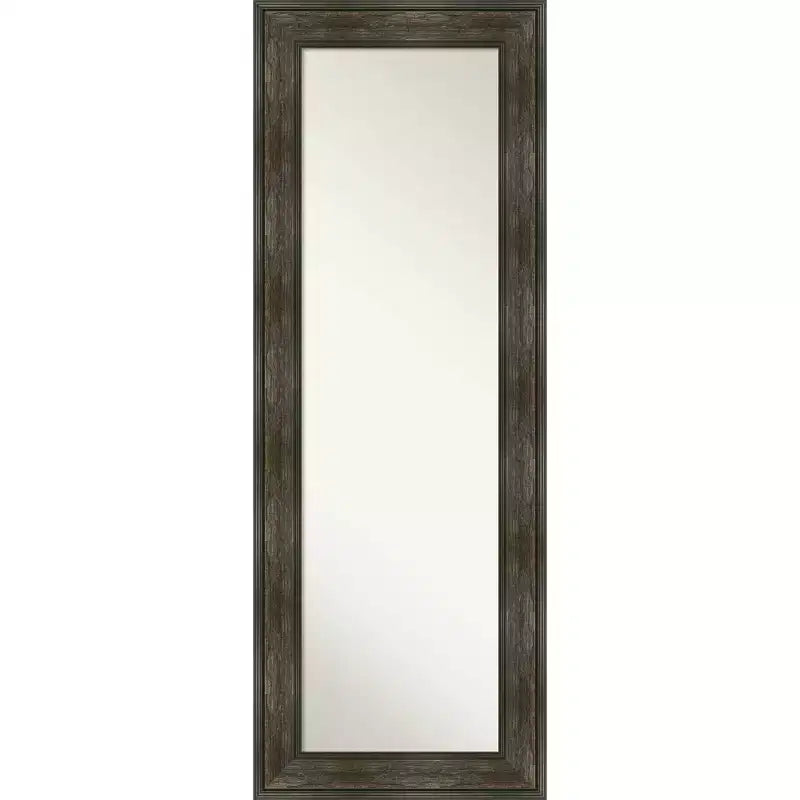 20" x 54" Non-Beveled Rail Rustic Char Full Length on The Door Mirror - Amanti Art: Polystyrene Frame, Includes Mounting Hardware