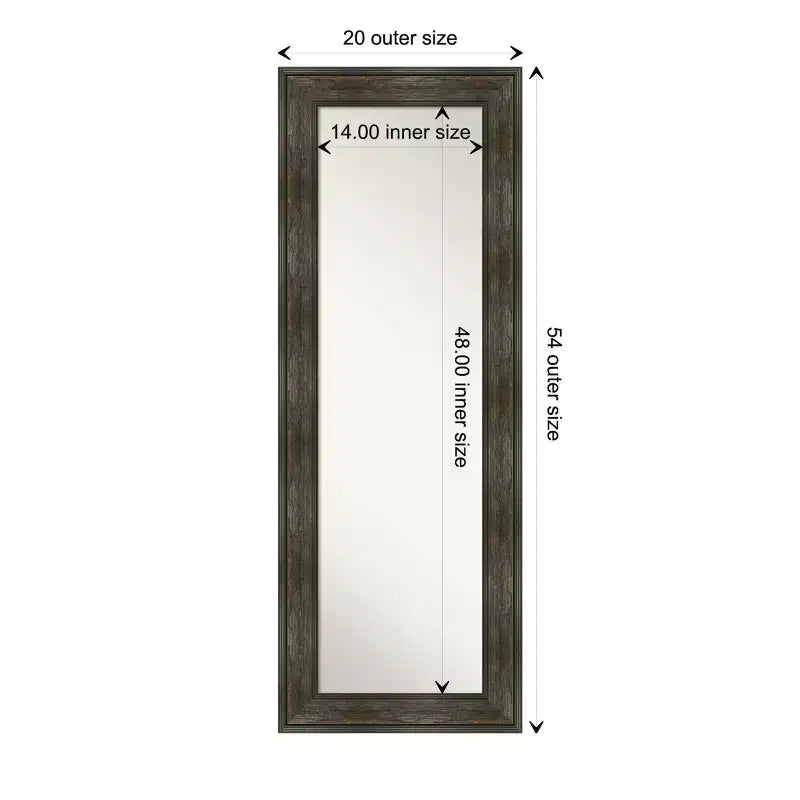 20" x 54" Non-Beveled Rail Rustic Char Full Length on The Door Mirror - Amanti Art: Polystyrene Frame, Includes Mounting Hardware