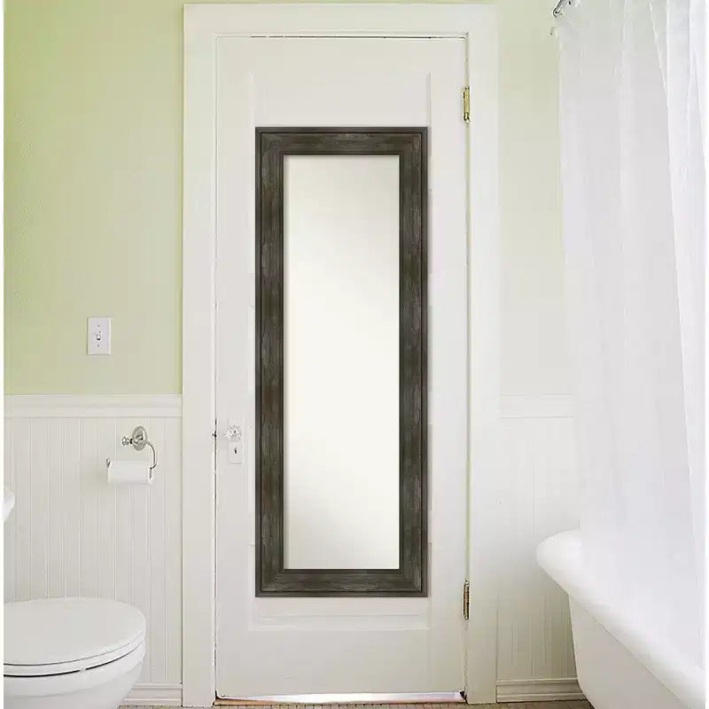 20" x 54" Non-Beveled Rail Rustic Char Full Length on The Door Mirror - Amanti Art: Polystyrene Frame, Includes Mounting Hardware