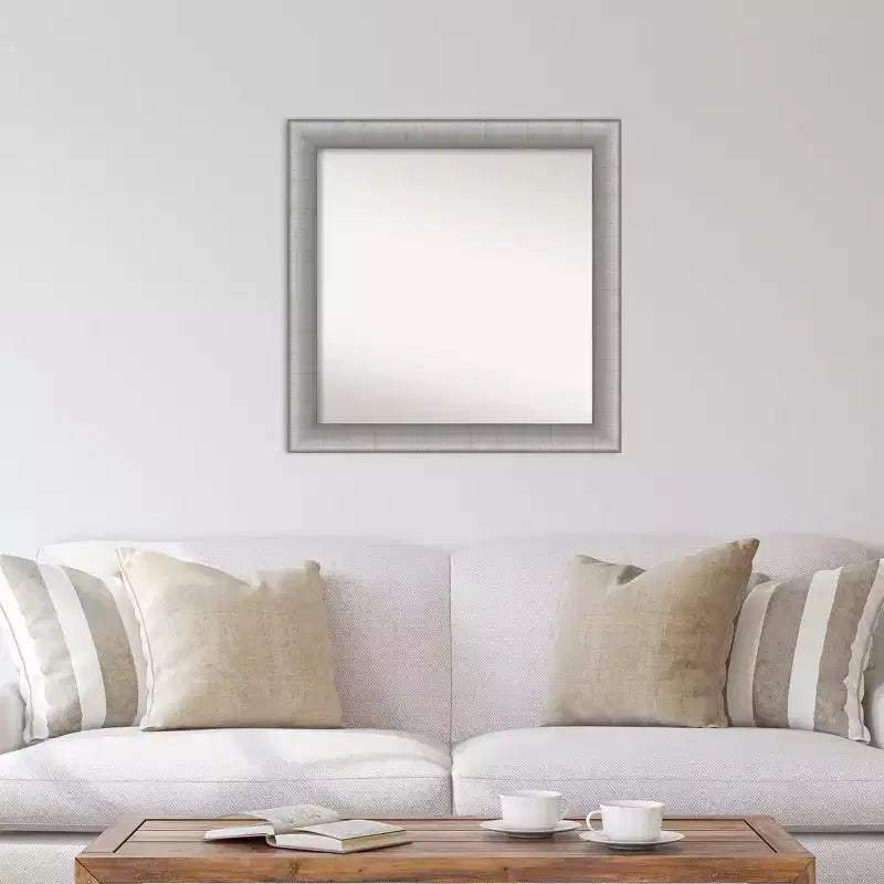 31" x 31" Non-Beveled Elegant Brushed Pewter Wall Mirror - Amanti Art
