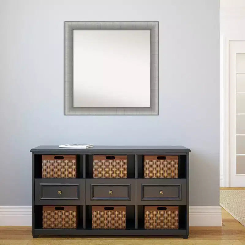 31" x 31" Non-Beveled Elegant Brushed Pewter Wall Mirror - Amanti Art