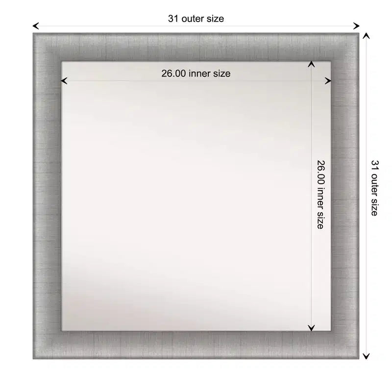 31" x 31" Non-Beveled Elegant Brushed Pewter Wall Mirror - Amanti Art