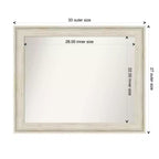 33" x 27" Non-Beveled Regal Birch Cream Bathroom Wall Mirror - Amanti Art: Rectangle, Polystyrene Frame, Wall Mounted