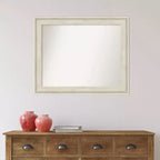 33" x 27" Non-Beveled Regal Birch Cream Bathroom Wall Mirror - Amanti Art: Rectangle, Polystyrene Frame, Wall Mounted