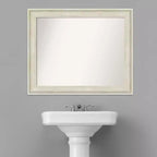 33" x 27" Non-Beveled Regal Birch Cream Bathroom Wall Mirror - Amanti Art: Rectangle, Polystyrene Frame, Wall Mounted