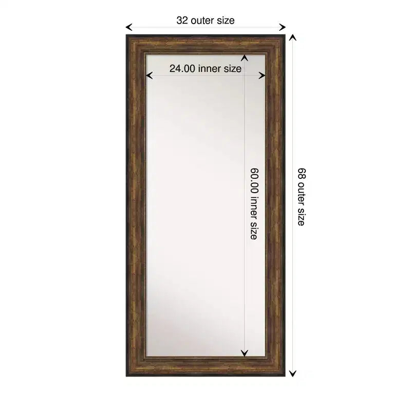 32" x 68" Non-Beveled Ballroom Bronze Full Length Floor Leaner Mirror - Amanti Art