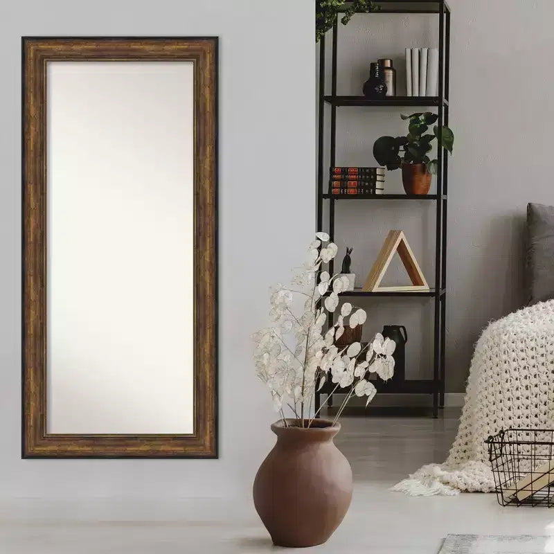 32" x 68" Non-Beveled Ballroom Bronze Full Length Floor Leaner Mirror - Amanti Art