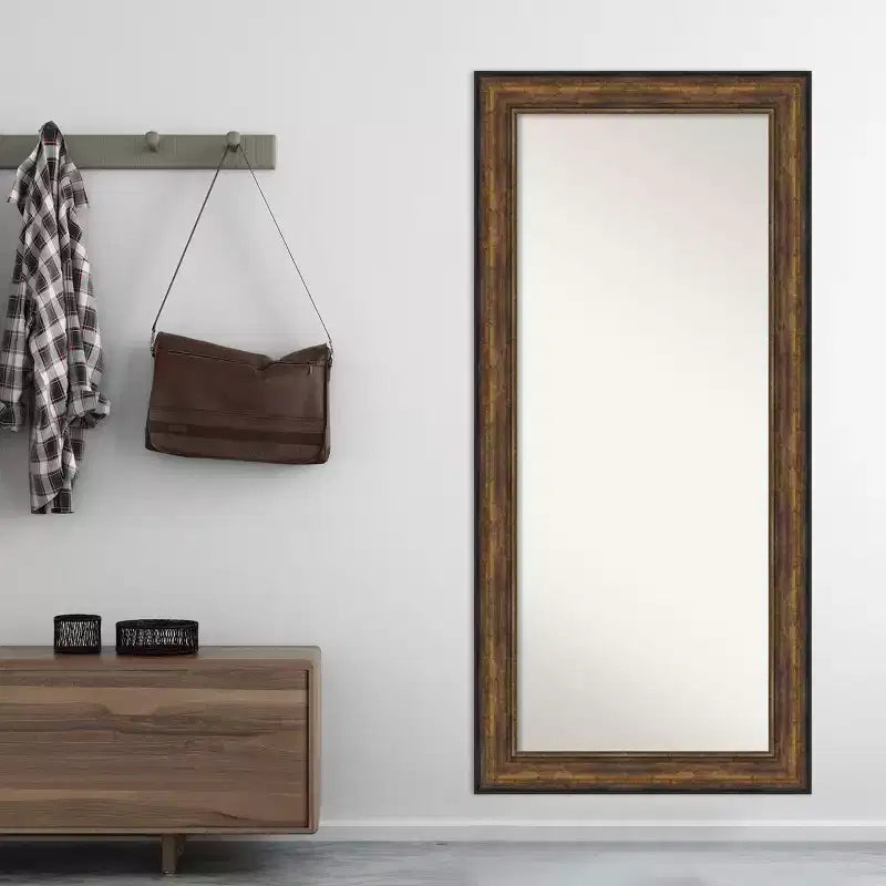 32" x 68" Non-Beveled Ballroom Bronze Full Length Floor Leaner Mirror - Amanti Art