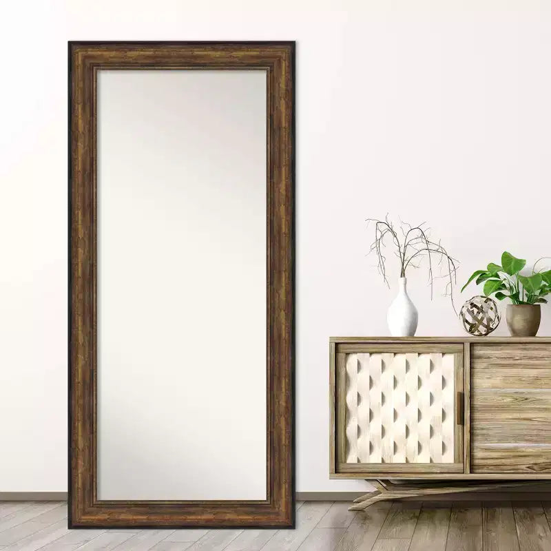 32" x 68" Non-Beveled Ballroom Bronze Full Length Floor Leaner Mirror - Amanti Art