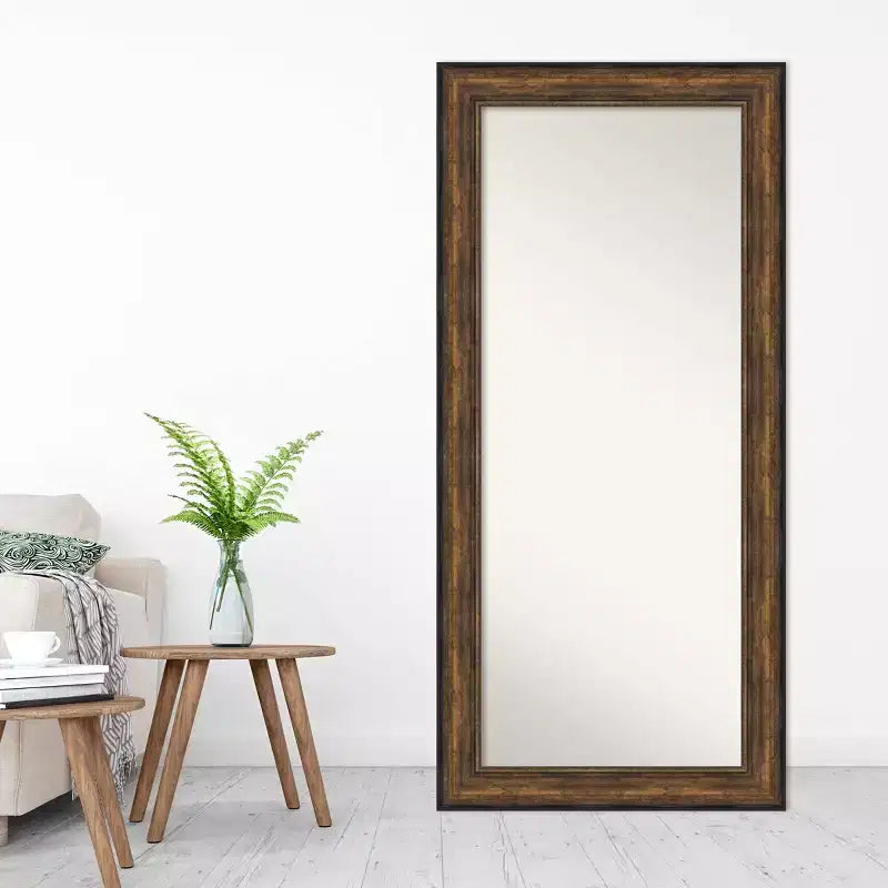 32" x 68" Non-Beveled Ballroom Bronze Full Length Floor Leaner Mirror - Amanti Art