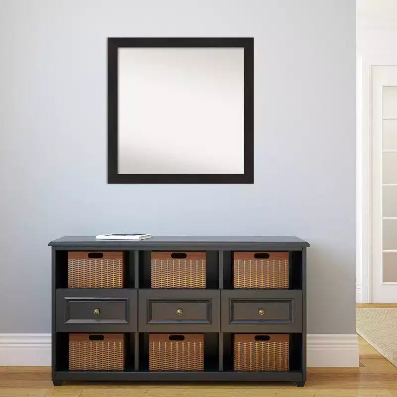30" x 30" Non-Beveled Furniture Espresso Narrow Wall Mirror - Amanti Art