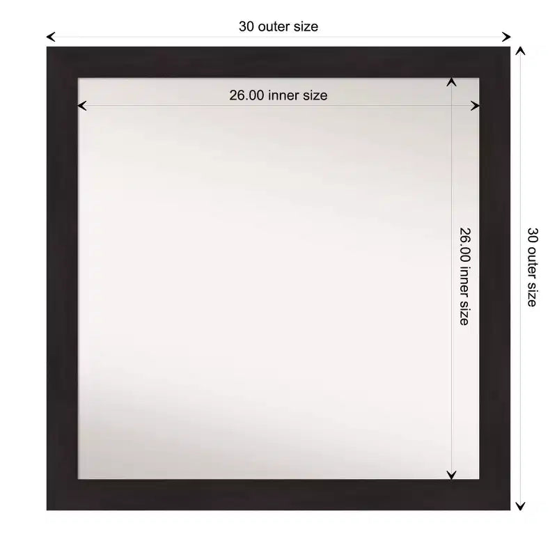 30" x 30" Non-Beveled Furniture Espresso Narrow Wall Mirror - Amanti Art