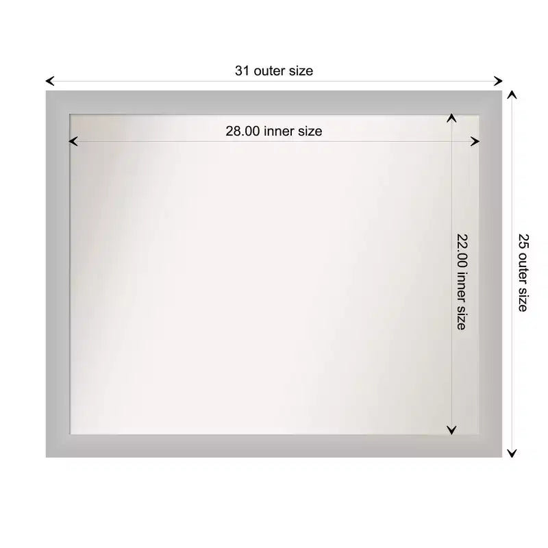 Miroir mural de salle de bain en bois, non biseauté, peu lustré, 31" x 25", argenté - Amanti Art