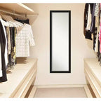 Miroir Amanti Art de 17 po x 51 po, sans biseau, en EVA noir et argent, étroit et pleine longueur, à accrocher à la porte
