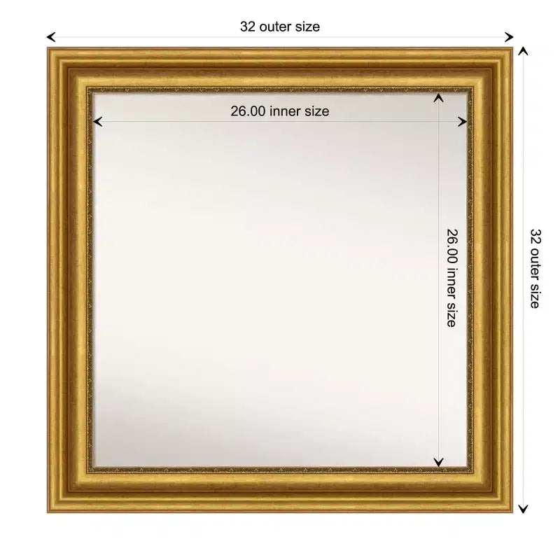 32" x 32" Non-Beveled Parlor Wall Mirror with Polystyrene Frame - Amanti Art