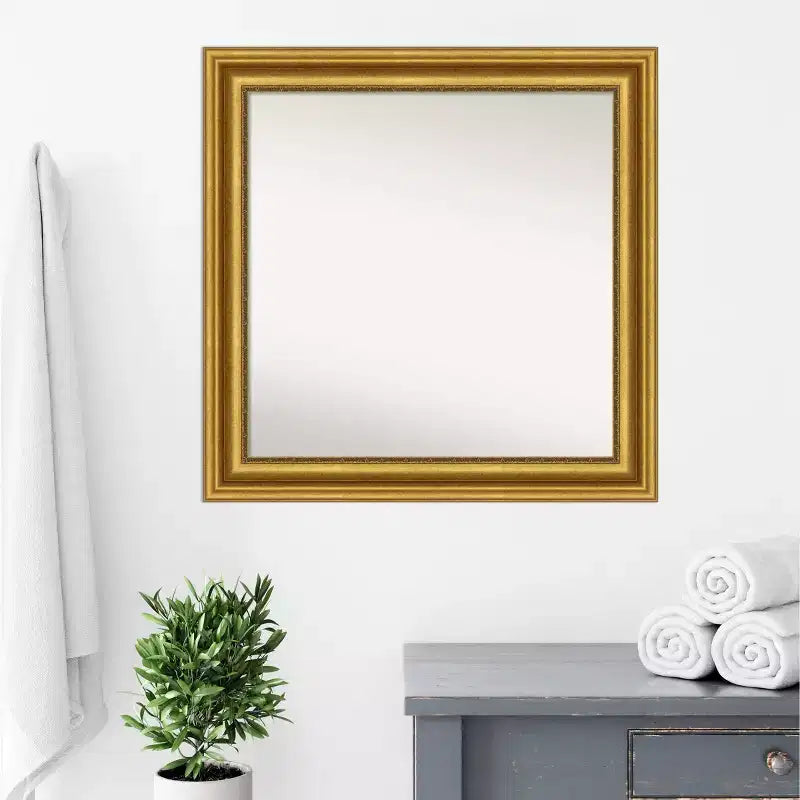 32" x 32" Non-Beveled Parlor Wall Mirror with Polystyrene Frame - Amanti Art