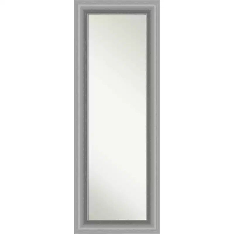 Amanti Art 20" x 54" Non-Beveled Peak Polished Nickel Full Length on The Door Mirror : Includes Mounting Hardware, Rectangle Shape