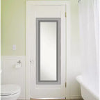 Miroir pleine longueur Amanti Art 20" x 54" en nickel poli sans biseau à suspendre à la porte : quincaillerie de montage incluse, forme rectangulaire
