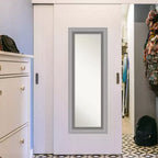 Miroir pleine longueur Amanti Art 20" x 54" en nickel poli sans biseau à suspendre à la porte : quincaillerie de montage incluse, forme rectangulaire