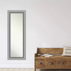 Miroir pleine longueur Amanti Art 20" x 54" en nickel poli sans biseau à suspendre à la porte : quincaillerie de montage incluse, forme rectangulaire