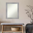 Miroir mural Flair nickel poli 22 po x 28 po sans biseau - Amanti Art : Rectangle, style moderne, matériel de montage inclus