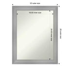 Miroir mural Flair nickel poli 22 po x 28 po sans biseau - Amanti Art : Rectangle, style moderne, matériel de montage inclus