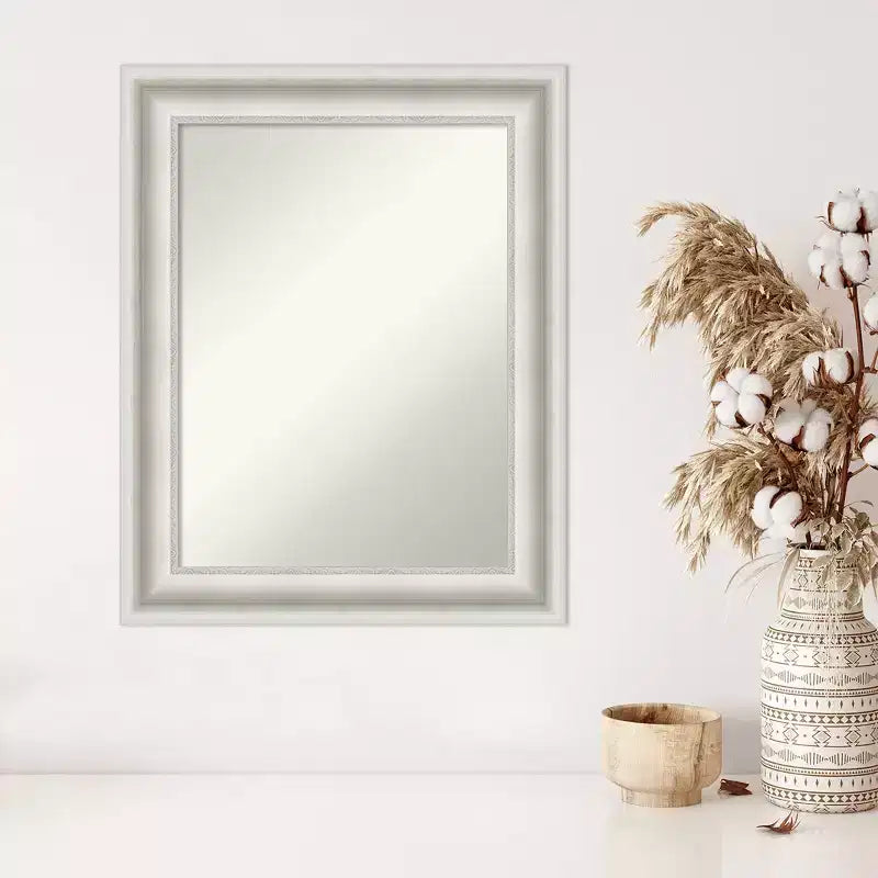 Miroir mural blanc Amanti Art Parlor 61 x 76 cm, sans biseau - Rectangle moderne, cadre en polystyrène