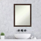 Miroir mural de salle de bain en bois Fresco non biseauté 21 po x 27 po Noyer foncé - Amanti Art : Quincaillerie de montage incluse