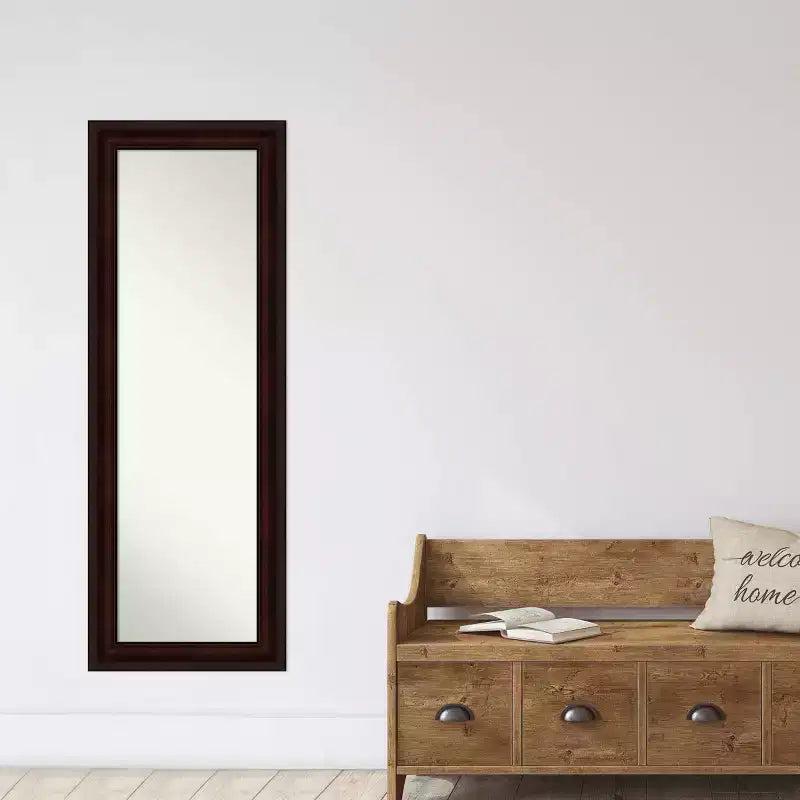 Amanti Art 19" x 53" Non-Beveled Coffee Bean Brown Full Length on The Door Mirror : Polystyrene Frame, Includes Mounting Hardware