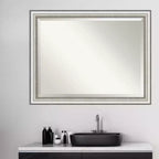 Miroir mural de salle de bain encadré en argent 45 po x 35 po - Amanti Art : Rectangle moderne, aucun assemblage requis