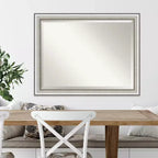 Miroir mural de salle de bain encadré en argent 45 po x 35 po - Amanti Art : Rectangle moderne, aucun assemblage requis