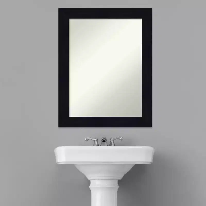22" x 28" Non-Beveled Shiplap Navy Wood Bathroom Wall Mirror - Amanti Art: Rectangle, Includes Mounting Hardware