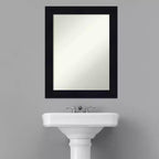 22" x 28" Non-Beveled Shiplap Navy Wood Bathroom Wall Mirror - Amanti Art: Rectangle, Includes Mounting Hardware