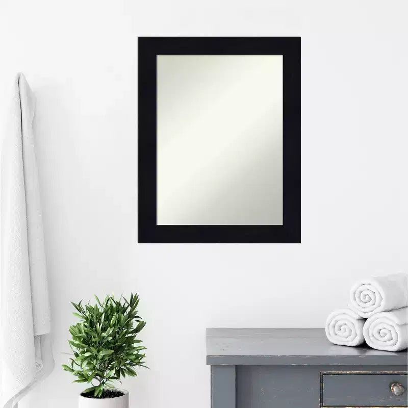 22" x 28" Non-Beveled Shiplap Navy Wood Bathroom Wall Mirror - Amanti Art: Rectangle, Includes Mounting Hardware