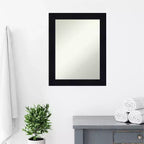 22" x 28" Non-Beveled Shiplap Navy Wood Bathroom Wall Mirror - Amanti Art: Rectangle, Includes Mounting Hardware