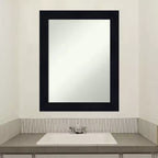 22" x 28" Non-Beveled Shiplap Navy Wood Bathroom Wall Mirror - Amanti Art: Rectangle, Includes Mounting Hardware