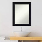 22" x 28" Non-Beveled Shiplap Navy Wood Bathroom Wall Mirror - Amanti Art: Rectangle, Includes Mounting Hardware