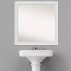 Miroir de salle de bain mural étroit et non biseauté 30" x 30" Flair Blanc doux - Amanti Art : Cadre en polystyrène carré moderne, montage mural