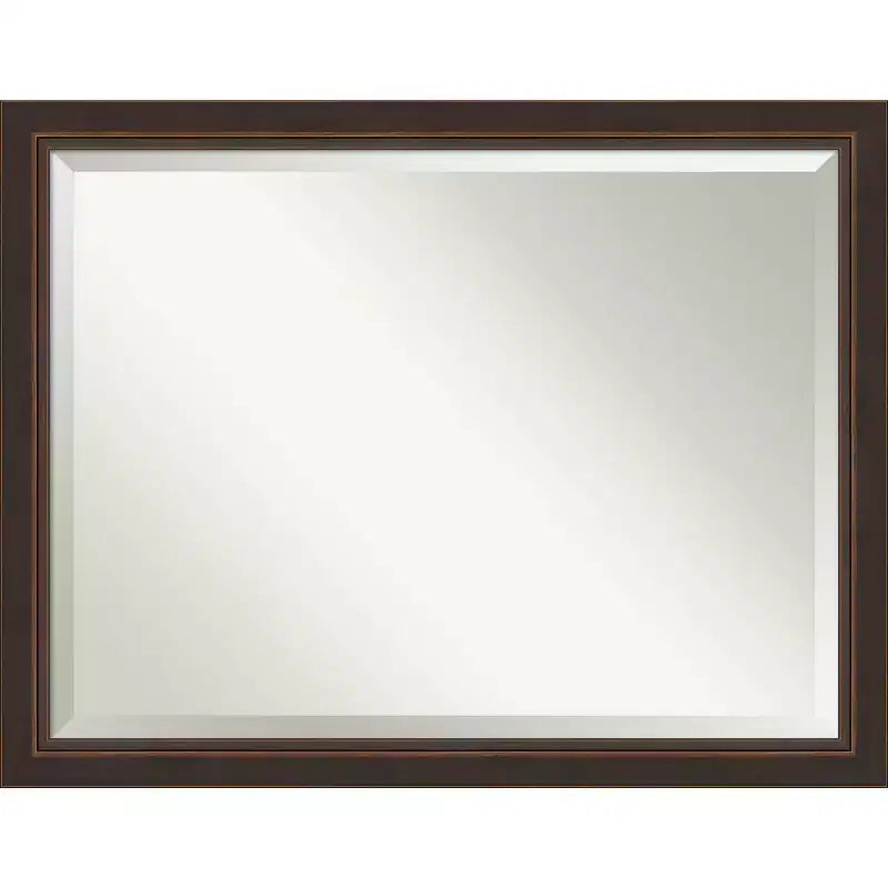 Amanti Art 45"x35" Beveled Lara Bronze Wood Wall Mirror: Modern Rectangular, No Assembly Required