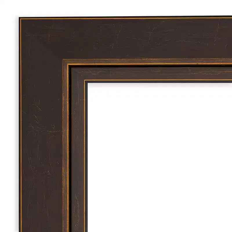 Amanti Art 45"x35" Beveled Lara Bronze Wood Wall Mirror: Modern Rectangular, No Assembly Required