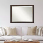 Amanti Art 45"x35" Beveled Lara Bronze Wood Wall Mirror: Modern Rectangular, No Assembly Required