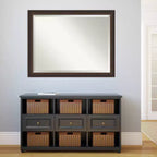 Amanti Art 45"x35" Beveled Lara Bronze Wood Wall Mirror: Modern Rectangular, No Assembly Required