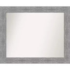 33" x 27" Non-Beveled Bark Rustic Gray Wall Mirror - Amanti Art: Modern Rectangle, Polystyrene Frame
