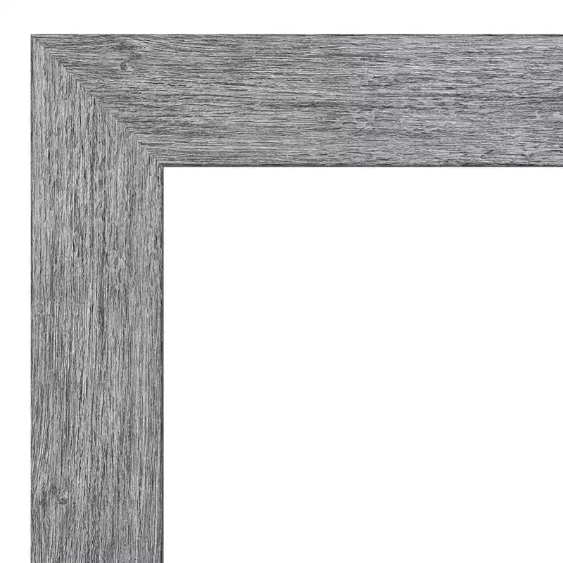 33" x 27" Non-Beveled Bark Rustic Gray Wall Mirror - Amanti Art: Modern Rectangle, Polystyrene Frame