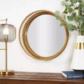 Olivia & May 21"X21" Bamboo Wood Handmade Woven Room Wall Mirror Light Brown