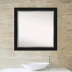 Miroir Mural Carré Noir Eva 32" x 32" pour Salle de Bain - Amanti Art : Style Moderne, Cadre en Polystyrène