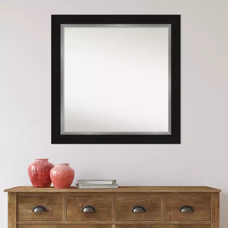 Miroir Mural Carré Noir Eva 32" x 32" pour Salle de Bain - Amanti Art : Style Moderne, Cadre en Polystyrène