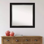 Miroir Mural Carré Noir Eva 32" x 32" pour Salle de Bain - Amanti Art : Style Moderne, Cadre en Polystyrène