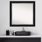 Miroir Mural Carré Noir Eva 32" x 32" pour Salle de Bain - Amanti Art : Style Moderne, Cadre en Polystyrène