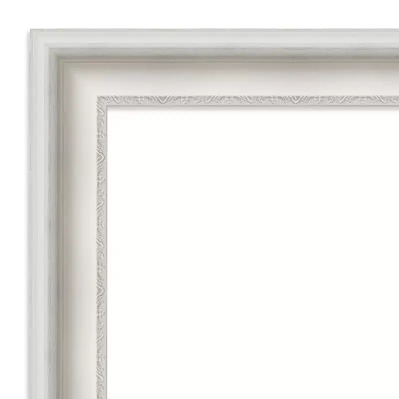 24" x 30" Non-Beveled Parlor White Bathroom Wall Mirror - Amanti Art: Modern Vanity, Includes Mounting Hardware